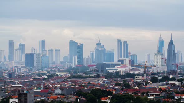 Timelapse Panorama of the City of Jakarta in Rainy Weather