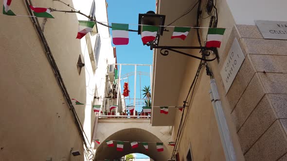 Italy Streets Picturesque South Italian Town Village with Flags