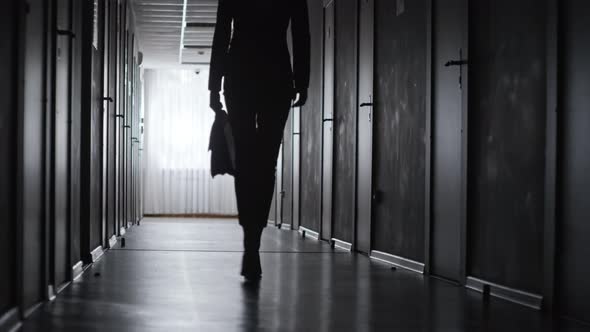 Silhouette of Businesswoman Walking