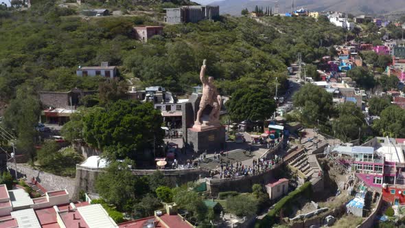 AERIAL: Guanajuato City and The Pipila, Mexico (Flying Forward)