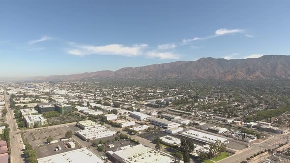 Aerial Shot of Neighborhood and Mountains in Glendale CA