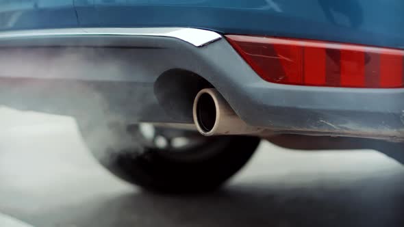 Ecology Problem With Co2 Dioxide Emission Toxic Gas.Car Exhaust Fumes Ecology Pollution.Car Exhaust