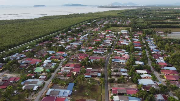 Aerial view Malays kampung Sungai Chenaam