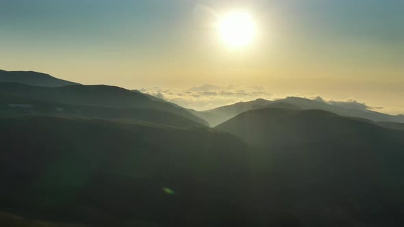 Aerial Mountain Landscape at Sunset