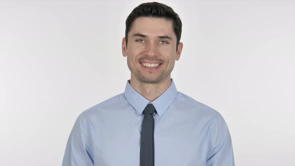 Smiling Businessman on White Background
