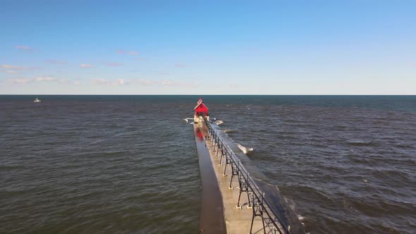 Grand Haven, Michigan lighthouse upper fly by.