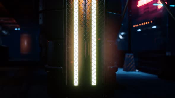 Futuristic Street with Neon Glow at Night alt