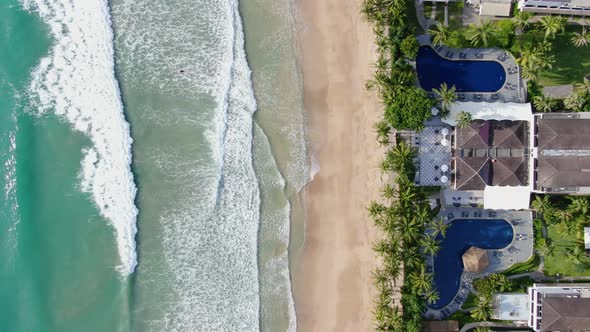 4K footage, Aerial shot of ocean view waves of San Diego.