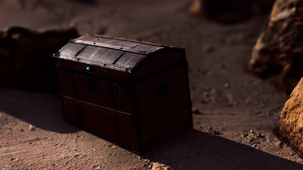 Wooden Treasure Box On The Beach alt