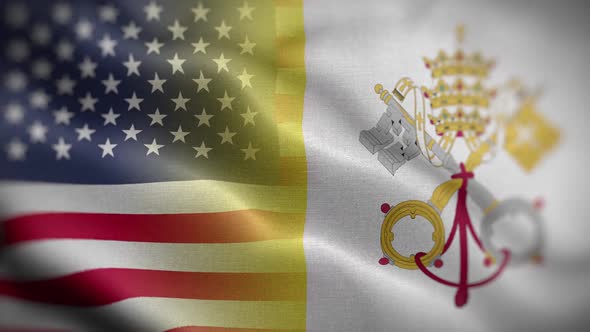 USA Vatican Flag Mix Textured Waving Front Background HD