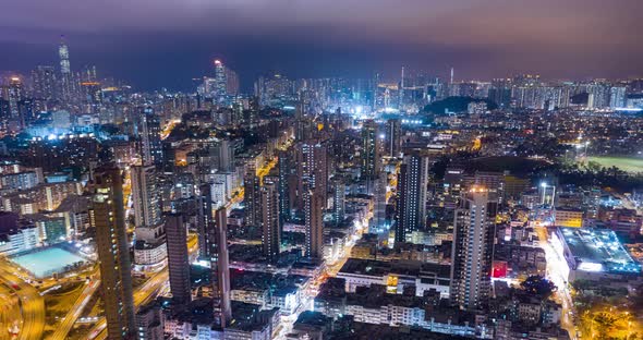 Timelapse of Hong Kong cityscape at night
