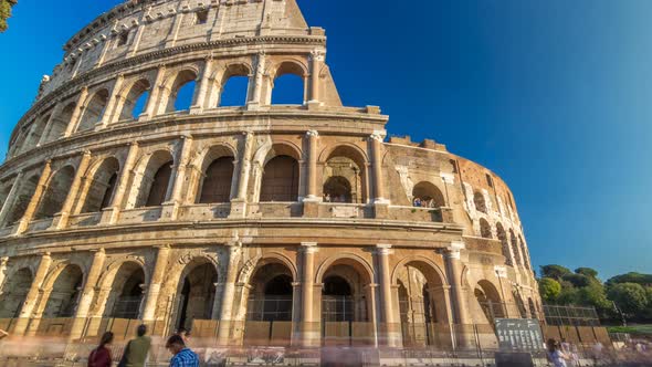 The Colosseum or Coliseum Timelapse Hyperlapse, Also Known As the Flavian Amphitheatre in Rome