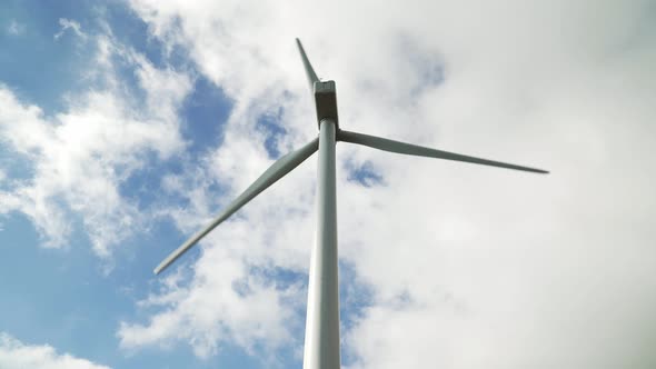 Close Up of Wind Power Station on Background of Sky