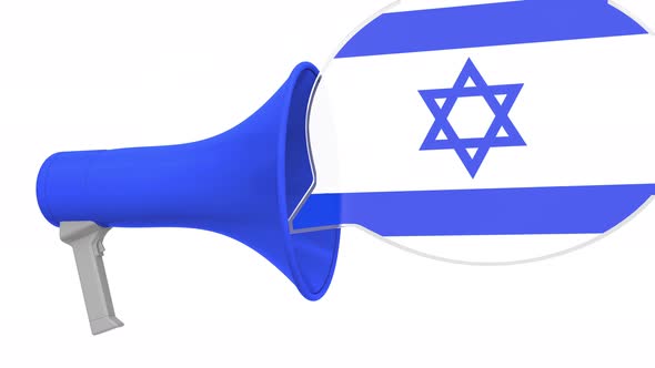 Loudspeaker and Flag of Israel on the Speech Bubble