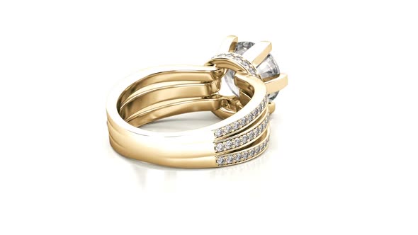 Jewelry Engagement Yellow Gold Ring with Diamonds