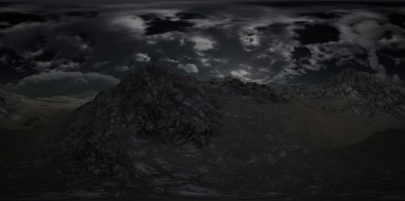 VR 360 Huge Dark Clouds Over Scottish Highlands