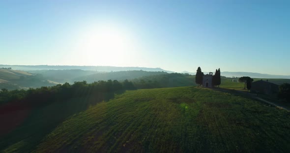 Aerial View of Colored Countryside in Tuscany