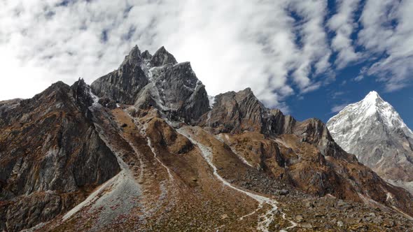 Time-lapse of clouds passing over rocky Himalayan peaks