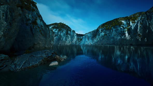 Near the Limestone Cliffs in the Ocean