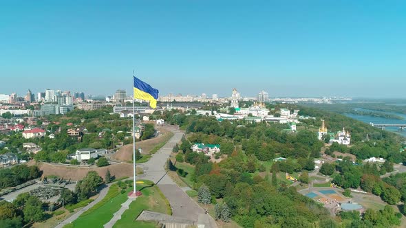 Aerial Drone Footage of National Ukrainian Flag