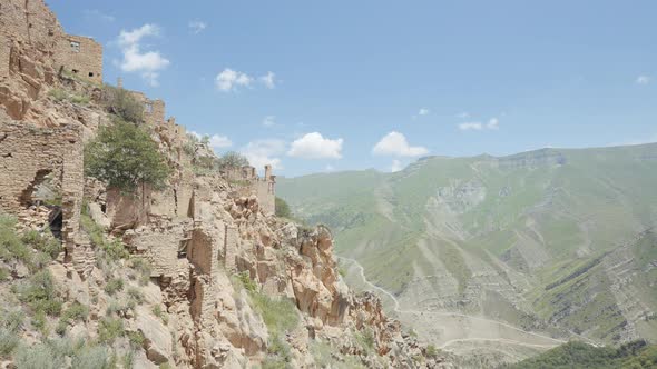 Aerial view of the ancient abandoned destroyed city