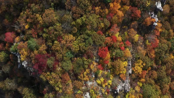 A bird's eye view of a rock formation on Great North Mountain, the border between Virginia and West