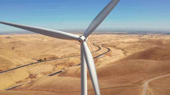 Aerial View of Wind Turbines Energy Production  Aerial Shot Over California