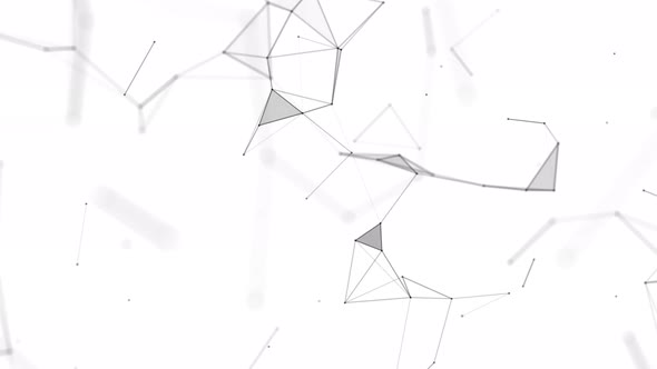 Plexus animation of chaotically moving lines, polygons and points in space.