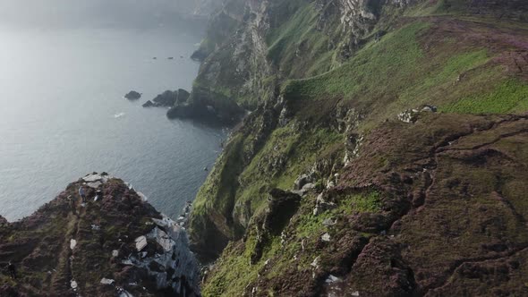 Aerial view of The Horn Head mountains during a sunny day