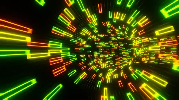 Flight in abstract sci-fi tunnel seamless loop. Futuristic motion graphics, high tech background