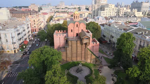 Architecture of Kyiv, Ukraine : Golden Gate. Aerial View