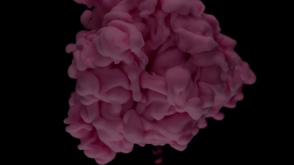 Abstract Colored Animation of a Pink Shade of Paint Color, on a Perfect Black Background.