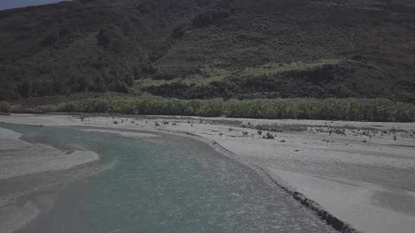 Flying above glacial river