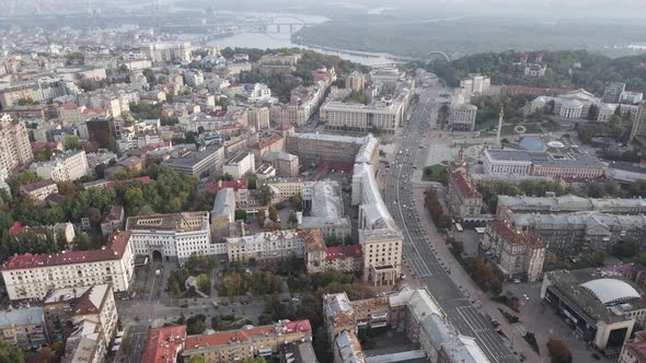 Cityscape of Kyiv, Ukraine. Aerial View, Slow Motion