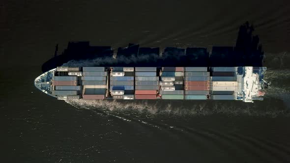 Container Ship Sailing in Sea