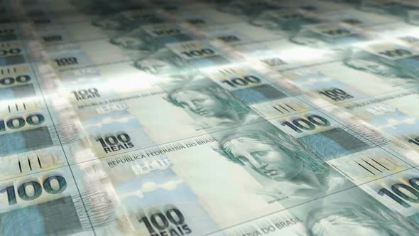 Brazil Real, Reai money sheet printing seamless loop