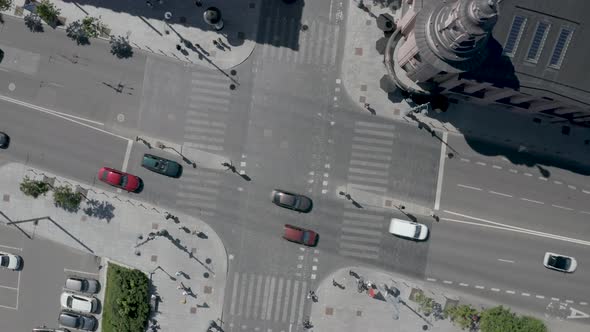 Aerial View Of Urban Crossroad In City Center Area