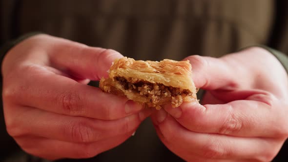 Turkish Sweet Dish Baklava Closeup