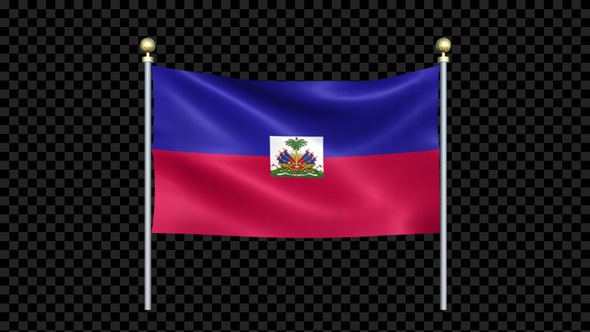 Flag Of Haiti Waving In Double Pole Looped