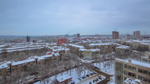 Kharkiv City From Above Timelapse at Winter