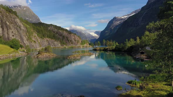 Beautiful Nature Norway Natural Landscape Lovatnet Lake.