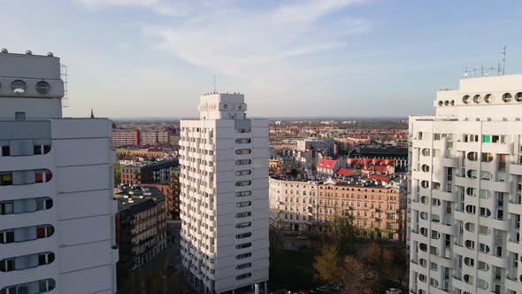 Modern Residential Area in Wroclaw City Aerial View