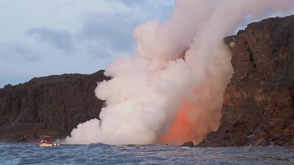 Lava Flows Into The Ocean