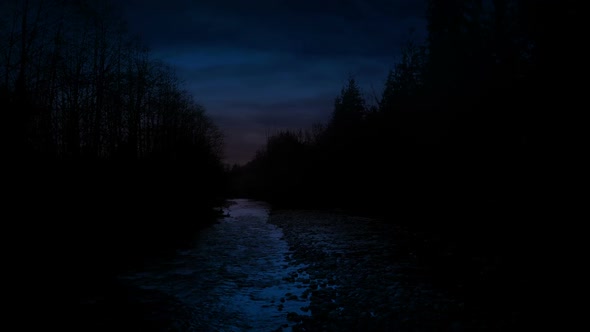 Red Sky Over River At Day Break