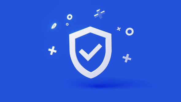 Checkmark 3d Icon on a Simple Blue Background  Seamless Animation Loop
