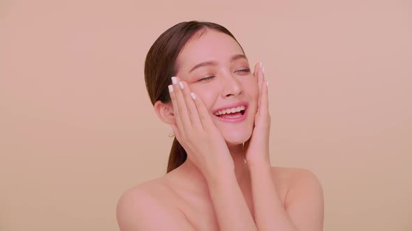 Beautiful face of Asian young woman with natural skin.