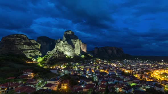 Timelapse of Meteora Famous Place in Kalambaka, Greece