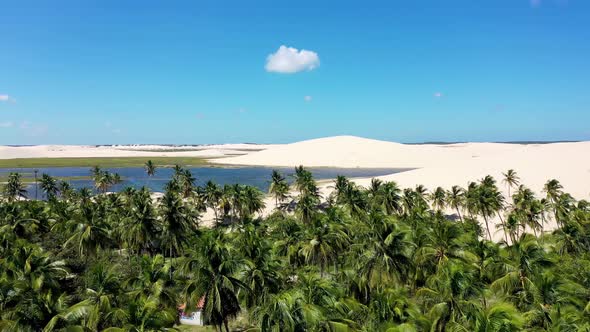 Jericoacoara Ceara Brazil. Scenic sand dunes and turquoise rainwater lakes