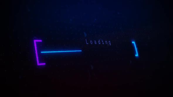 Neon glowing Loading progress bar on LCD screen