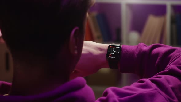 Man Using Smartwatch Closeup